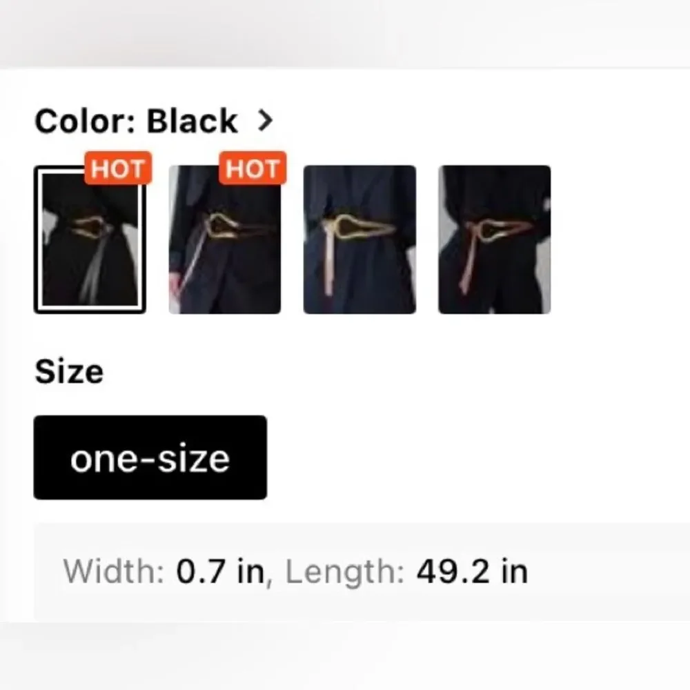 NEW! O/S BLACK Horse-bit  Strappy Belt with Gold Loop Accent